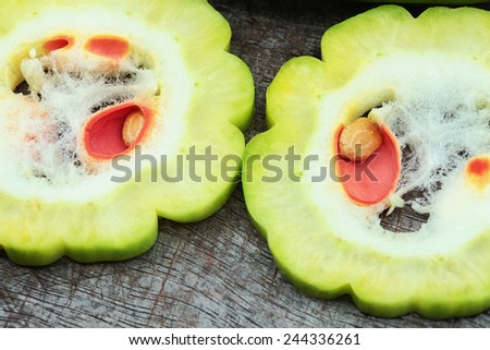 Momordica charantia often called bitter melon, bitter gourd or bitter squash