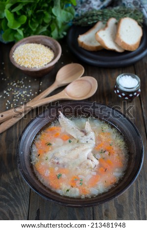 Corn soup with chicken wings