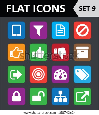 Universal Colorful Flat Icons. Set 9. Vector illustration