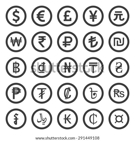 Currency Icons Set. Vector flat design