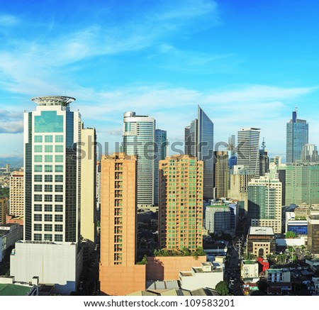 Aerial view on Makati city - modern financial and business district of Metro Manila, Philippines