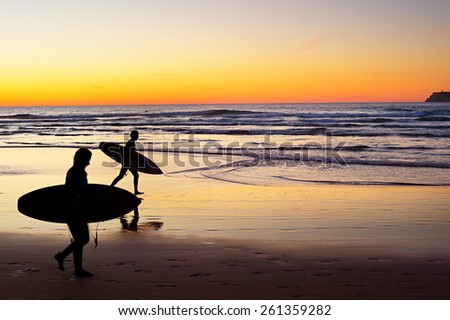 Similar – Image, Stock Photo Female surfer walking at the beach with surfboard