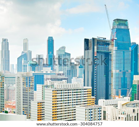 Skyline of density Singapore Downtown Core in the day