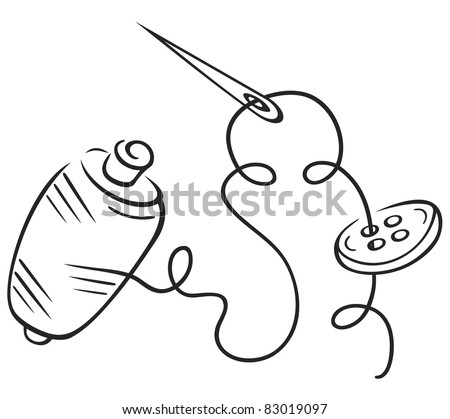 Illustration Of Needle And Thread Isolated On White - 83019097 ...