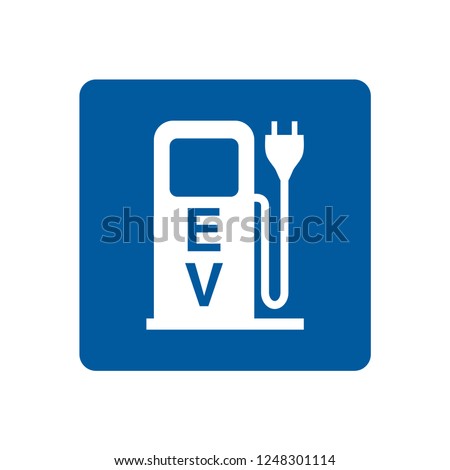 Electric car charging station symbol.