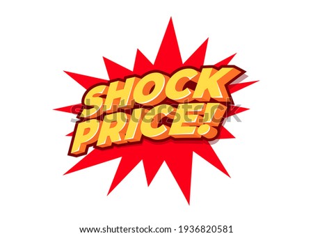 Shock Price, sale tag, poster design template, discount isolated sticker, vector. 商業照片 © 