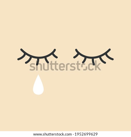 Eye with tears. Crying girl eye. Sad female tears, irritable tearful woman teared drops vector.