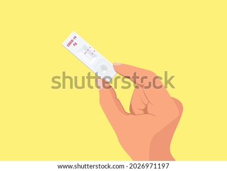 Similar – Image, Stock Photo Covid 19 antigen self test for nasal swab with positive result. Antigen test kit for home use to detection coronavirus infection. Negative test result from rapid antigen test. Coronavirus diagnosis.