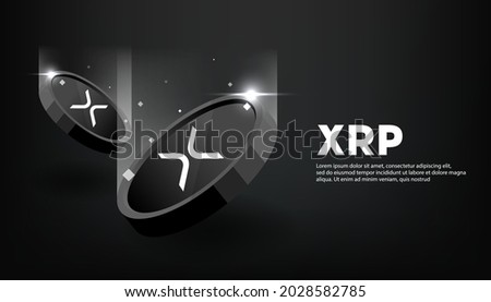 Ripple coin or XRP coin banner. XRP coin cryptocurrency concept banner background.