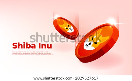 Shiba inu coin banner. SHIB coin cryptocurrency concept banner background.
