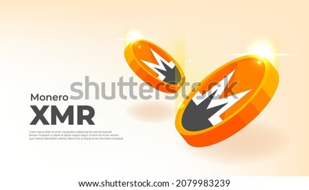 Monero Coin (XMR) crypto currency themed banner. XMR icon on modern black color background.