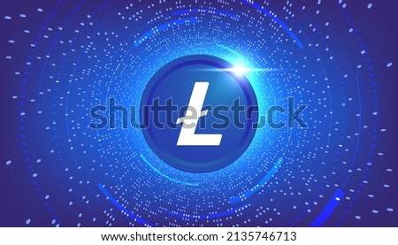 Litecoin LTC banner. LTC coin cryptocurrency concept banner background.