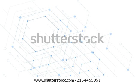 Abstract blue lines and dots connect background. Technology connection digital data and big data concept.