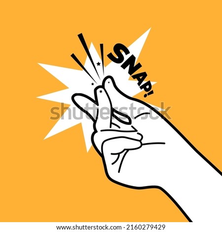 Finger snap. Snap gesture outline isolated on white background.