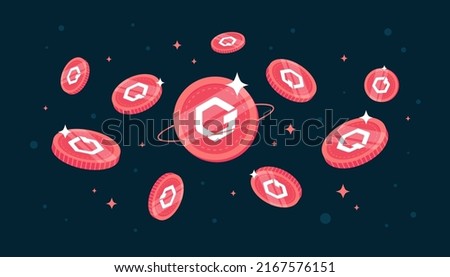 GateToken (GT) coins falling from the sky. GT cryptocurrency concept banner background.