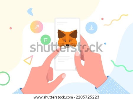 Hands holding mobile phone with MetaMask crypto wallet for Defi, Web3 Dapps and NFTs application.