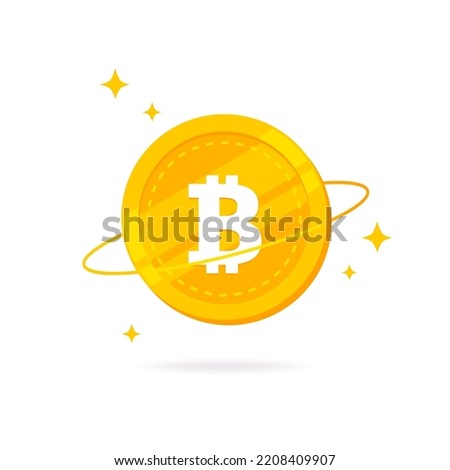 Bitcoin (BTC) flat icon isolated on white background.