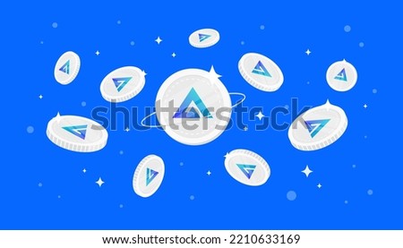 GMX coins falling from the sky. GMX cryptocurrency concept banner background.