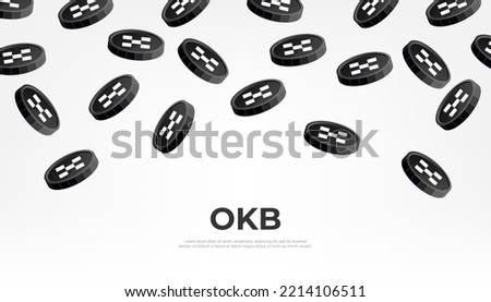 OKB coin falling from the sky. OKB cryptocurrency concept banner background.
