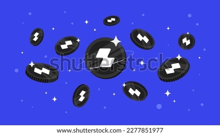 Zipmex coins falling from the sky. ZMT cryptocurrency concept banner background.