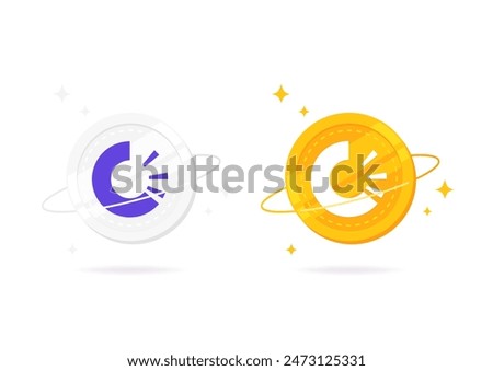 OriginTrail (TRAC) coin flat icon isolated on white background.