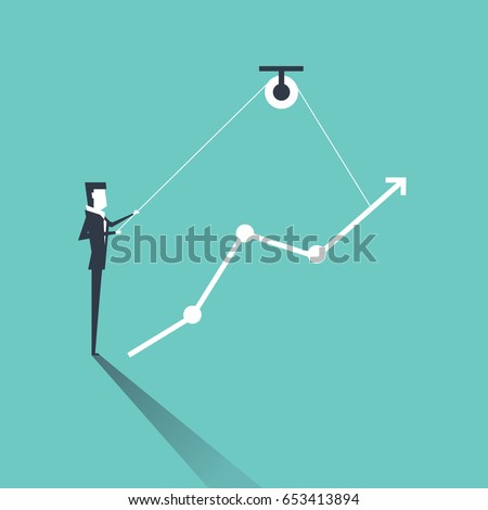 Businessman and engineer try to build graph. vector