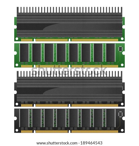 the isolated paper cut of ram with heat sink is memory technology in computer for storage to data and access to information