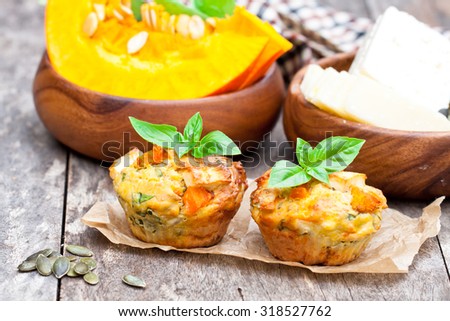 pumpkin muffins with cheese and seeds