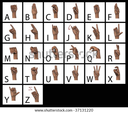 Sign language - vector of all American letters