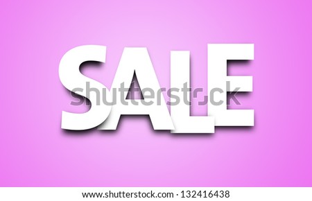 Sale text in white with pink background