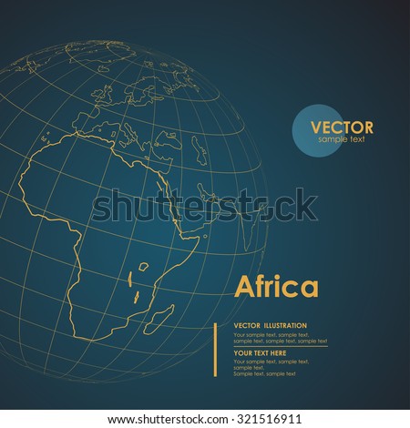 Illustration Earth map of Africa. Modern business line vector background