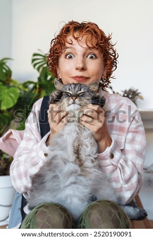 Similar – Image, Stock Photo Young woman in fur coat and lingerie sitting in snowy field