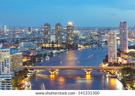 BANGKOK - MAY 14: View of The Chao Phraya River  is a major river in Thailand, with its low alluvial plain forming the center of the country. On May 14,2013 in Bangkok Thailand
