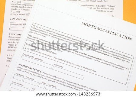 Close up of a mortgage application