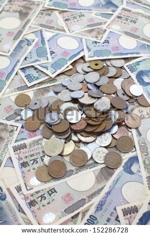 Japanese YEN note and coins