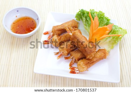 shrimp spring rolls and thai spring rolls