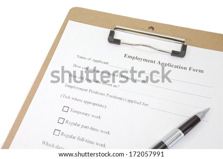 Directly above photograph of a job application
