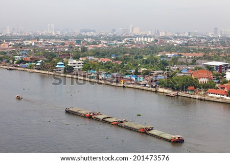BANGKOK - MAY 14 : View of The Chao Phraya River is a major river in Thailand, with its low alluvial plain forming the center of the country. On May 14,2014 in Bangkok Thailand