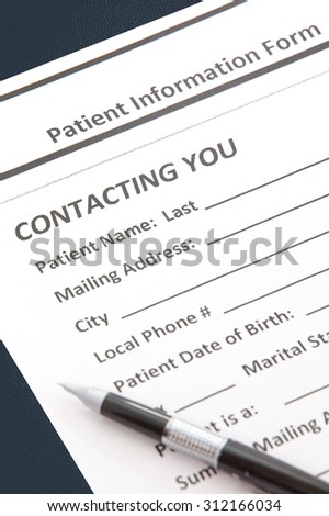Close - up Detail of Patient information form