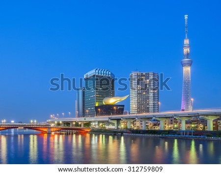 TOKYO - MAY 07 :View of Tokyo Sky Tree (634m) , the highest free-standing structure in Japan and 2nd in the world with over 10million visitors each year on May 07, 2015 in Tokyo Japan