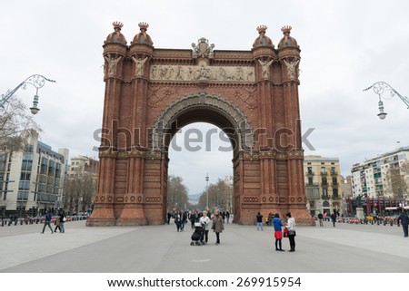 Triumph Arch, Arc de Triomf in Barcelona, Spain - March 29, 2015