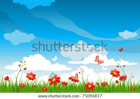 Red flowers. Summer background