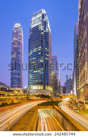 HONG KONG , CHINA - DEC 20 : The central district  with the IFC tower landmark of Hong Kong ,China on December 20,2014.
