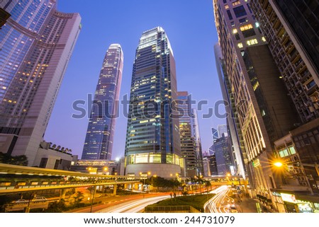 HONG KONG , CHINA - DEC 20 : The central district with the IFC tower landmark of Hong Kong ,China on December 20,2014.
