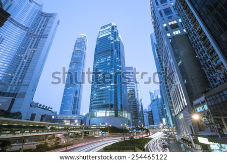 HONG KONG , CHINA - DEC 20 : The central district with the IFC tower landmark of Hong Kong ,China on December 20,2014.