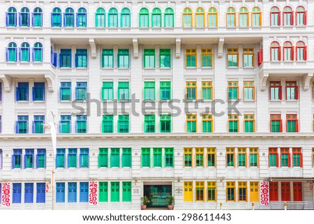 Colorful building of Ministry of culture, community and youth in Singapore.