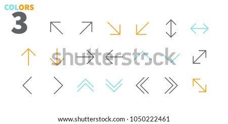 Arrows UI Pixel Perfect Well-crafted Vector Thin Line Icons 48x48 Ready for 24x24 Grid for Web Graphics and Apps with Editable Stroke. Simple Minimal Pictogram Part 1-5