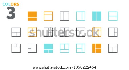 Layout UI Pixel Perfect Well-crafted Vector Thin Line Icons 48x48 Ready for 24x24 Grid for Web Graphics and Apps with Editable Stroke. Simple Minimal Pictogram Part 1-6