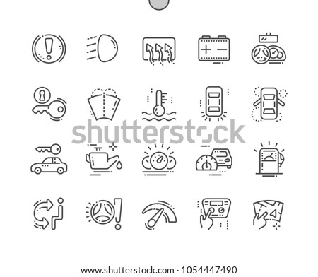 Car dashboard Well-crafted Pixel Perfect Vector Thin Line Icons 30 2x Grid for Web Graphics and Apps. Simple Minimal Pictogram