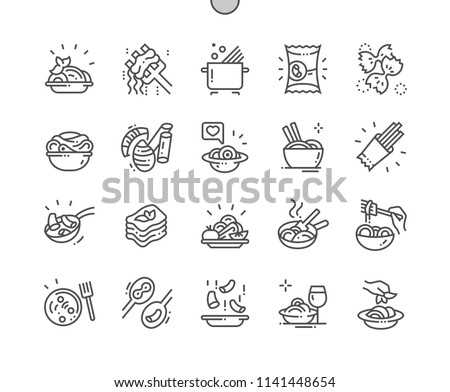 Pasta Well-crafted Pixel Perfect Vector Thin Line Icons 30 2x Grid for Web Graphics and Apps. Simple Minimal Pictogram